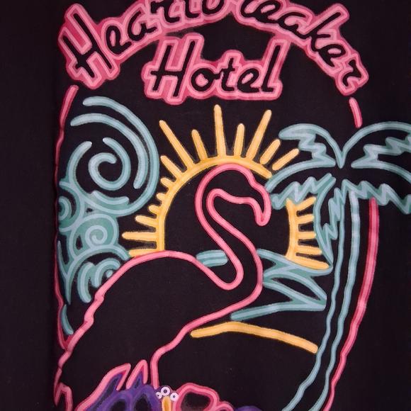 Black Tee with Pink Flamingo - Picture 2 of 3